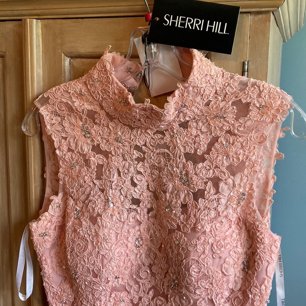 Sherri Hill Blush Floral Lace Gown